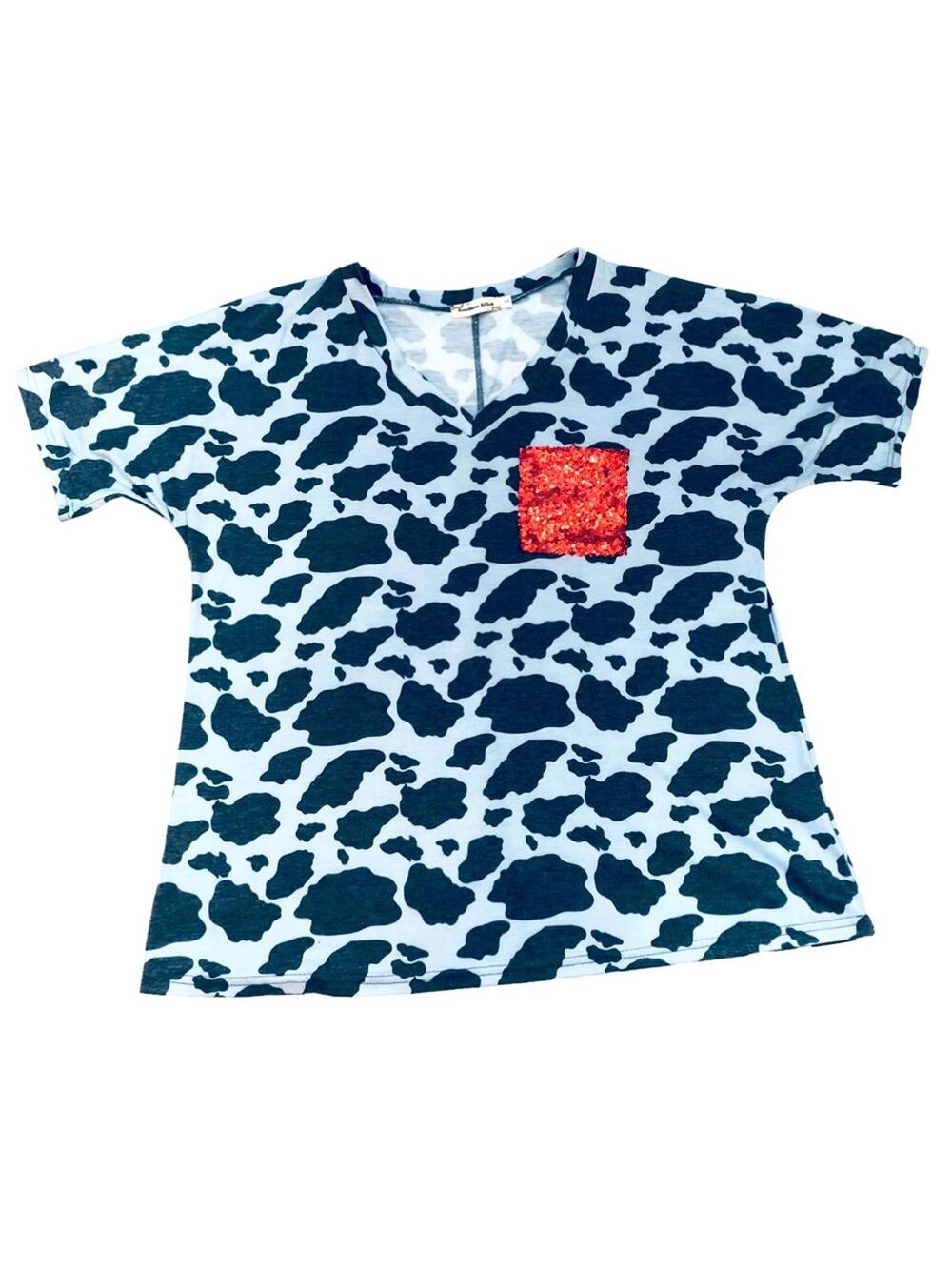 Southern Stitch Sz S Pale Blue Cheetah Top